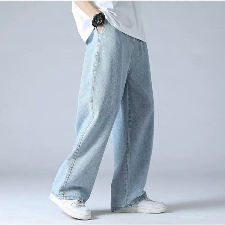 Lighblue Denim Pants For Men Baggy